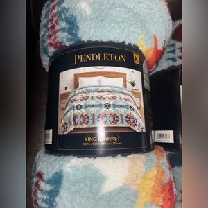 Pendleton Blue and Red Patterned King Blanket